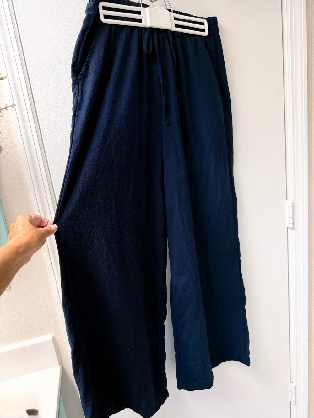 Wide Leg Navy Drawstring Pants